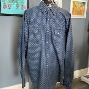 Wrangler Wrancher mens dress shirt Pearl snap XL